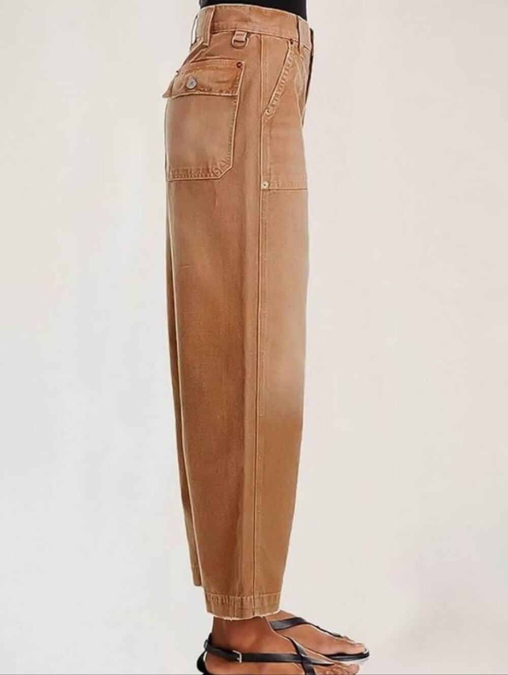 Flamingals Midwaist Wide Leg Cropped Pants Raw Hem NWT Women's Large - Picture 2 of 10